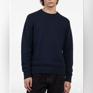 FRADI Luxury Crewneck Sweater in Navy | Virgin Wool | Large | Made in Italy |